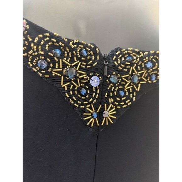 Betsy & Adam Women Navy Sequin Beaded Embellished Gown maxi Lining Dress Size 4 - Picture 10 of 16
